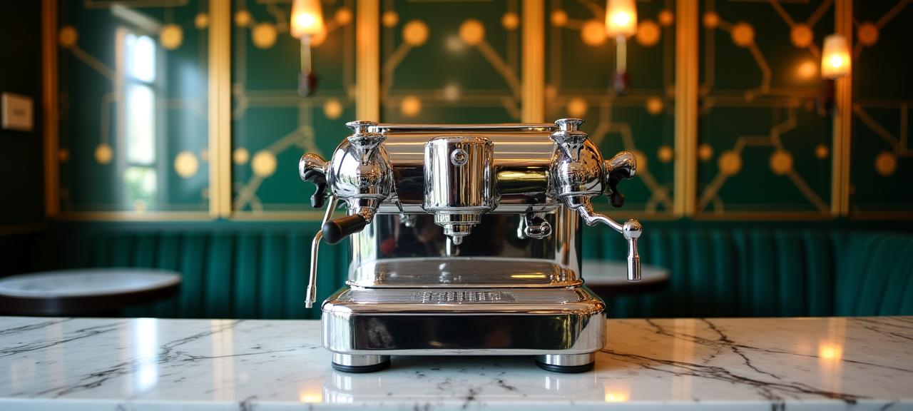 Macchina per caffè a leva in un ambiente Art Déco